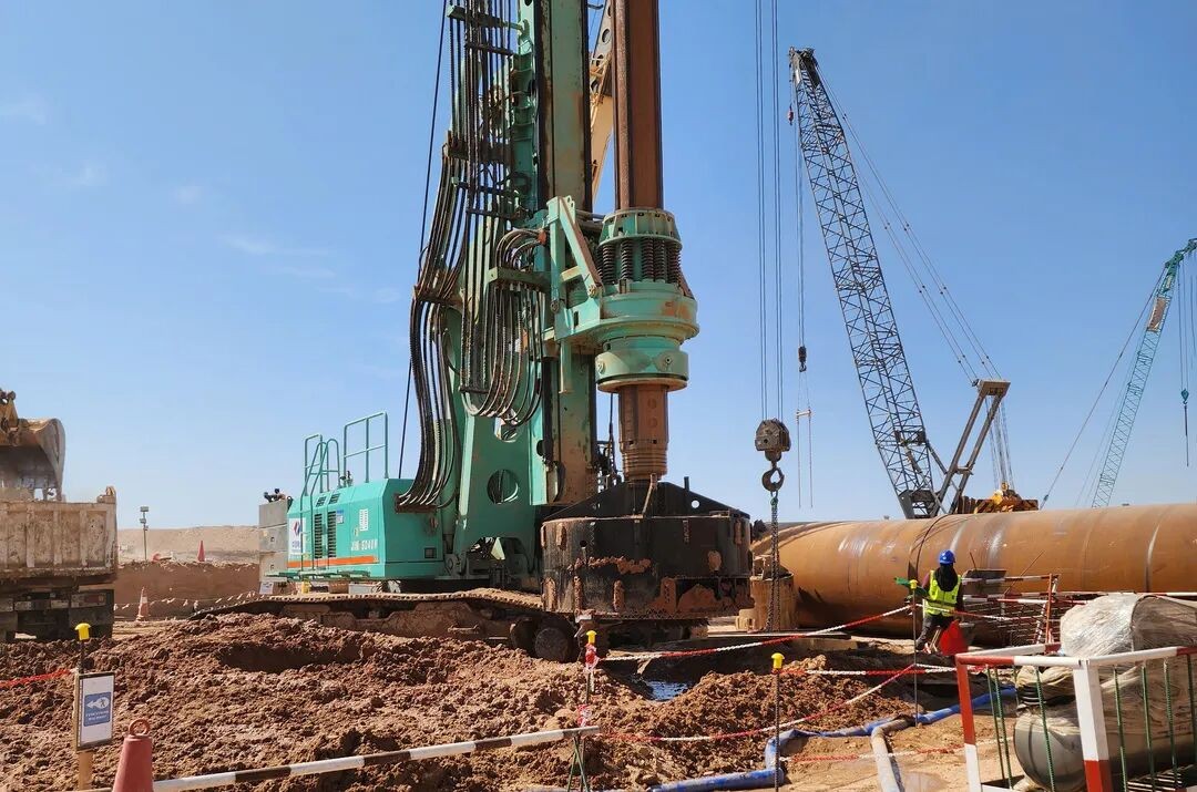 中国水电基础局携手上海金泰，共筑中东基建新里程碑106.16米超深桩